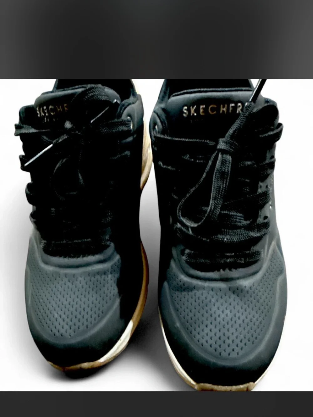 Skechers Women's Black with Gold Detail Platform Air Sneaker